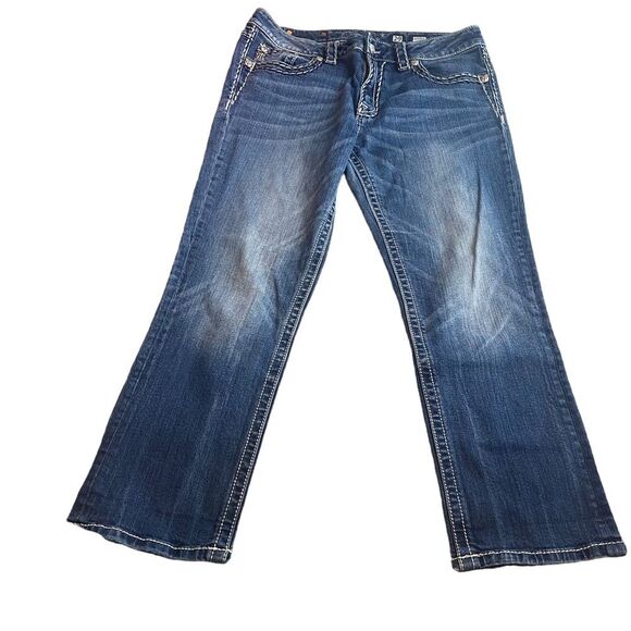 Y2K Miss Me Size 29 Boyfriend Capri Jeans Contrast Stitching Flap Pocket Western - Picture 5 of 12